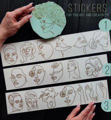 Наклейки цвет золото "Faces" Лица, сет из 6 шт. Art Resin Stickers. Сет #1 для техник ResinArt