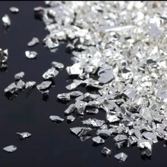 Скляна крихта подрібнена металік глянець колір "Срібло" для декору смоли, фракція 2-5 мм, 22г