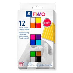 Набор полимерной глины для лепки Фимо Fimo Basic 12 шт. по 25г