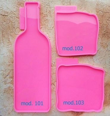 Сет молдов " Винный сет" форма для бутылки и 2 прямоугольных коастеров, молд "Бутылка"