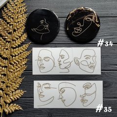 Наклейки цвет золото "Faces" Лица, сет из 3 шт. Art Resin Stickers. Сет для техник ResinArt на выбор: cет номер 34
